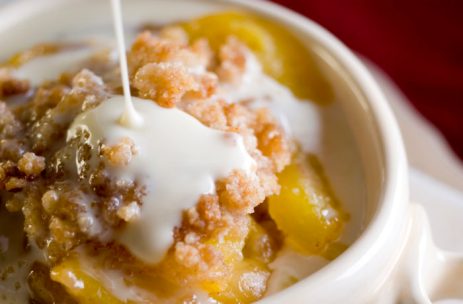 Peach Cobbler with Maple Cream Sauce